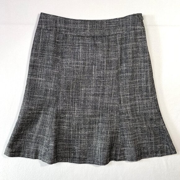 LOFT Lightweight Tweed Skirt Size 10 Fluted Hem Silk Blend Tweed Midi - Picture 1 of 10